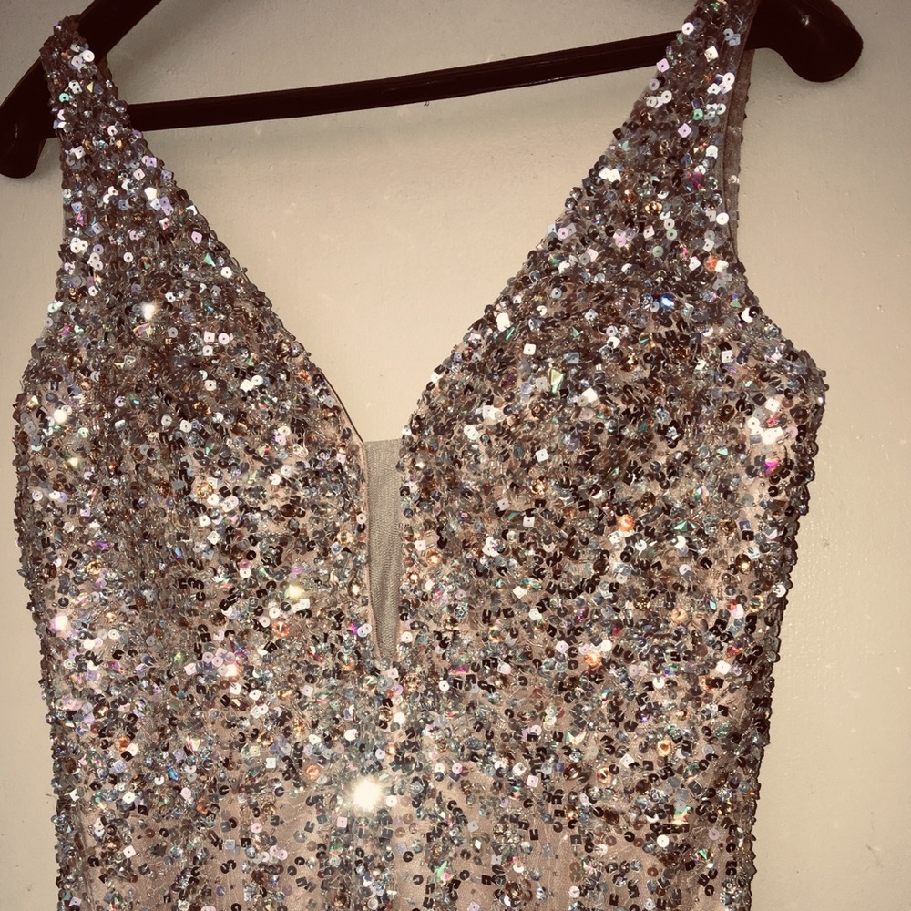 Nude colored dress perfect for wedding or prom